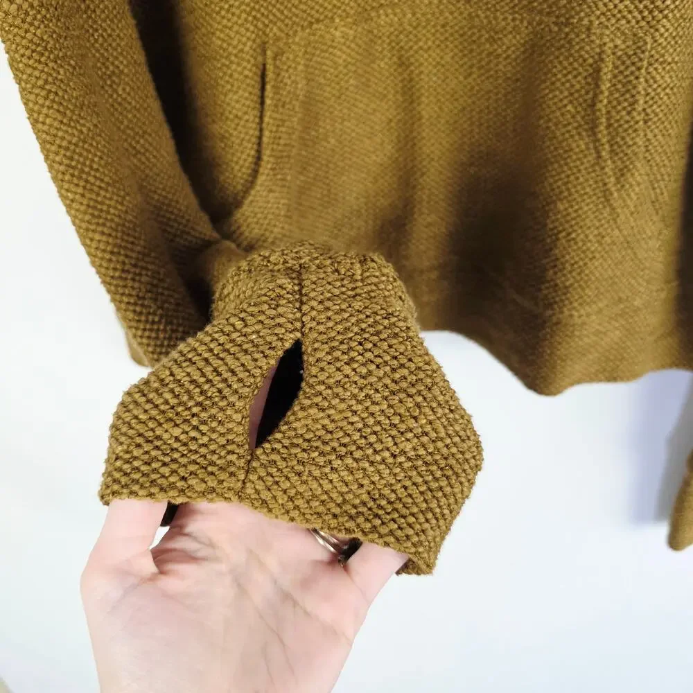 Aerie OFFLINE Hoodie Large Brown Textured Knit Thumbhole Pockets Cozy Athleisure